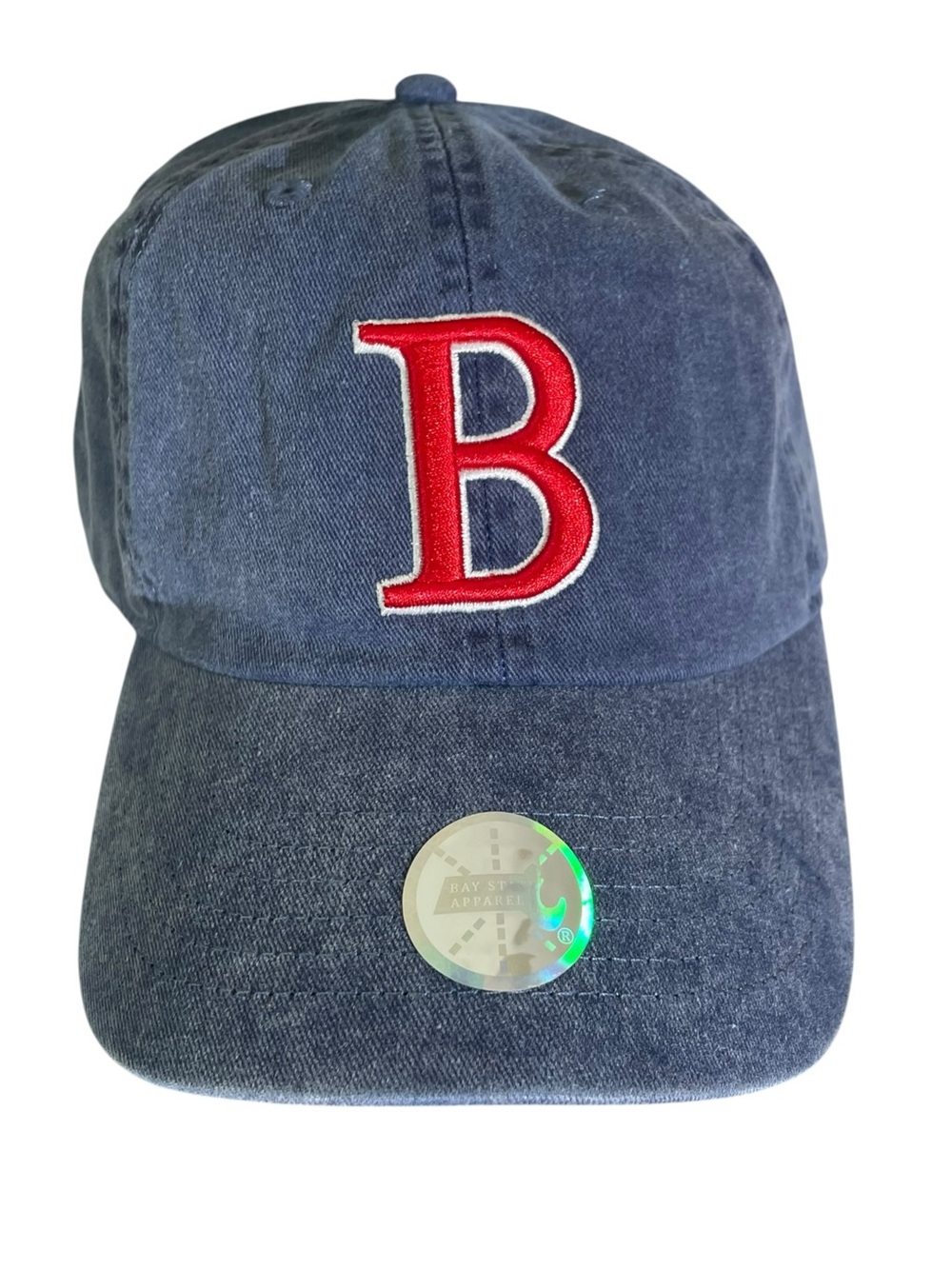 Bay State Apparel Boston Baseball Hat Embroidered Washed Blue Unisex Adjustable
